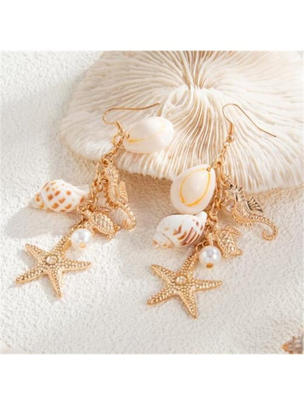 Summer Starfish Shell Drop Earrings